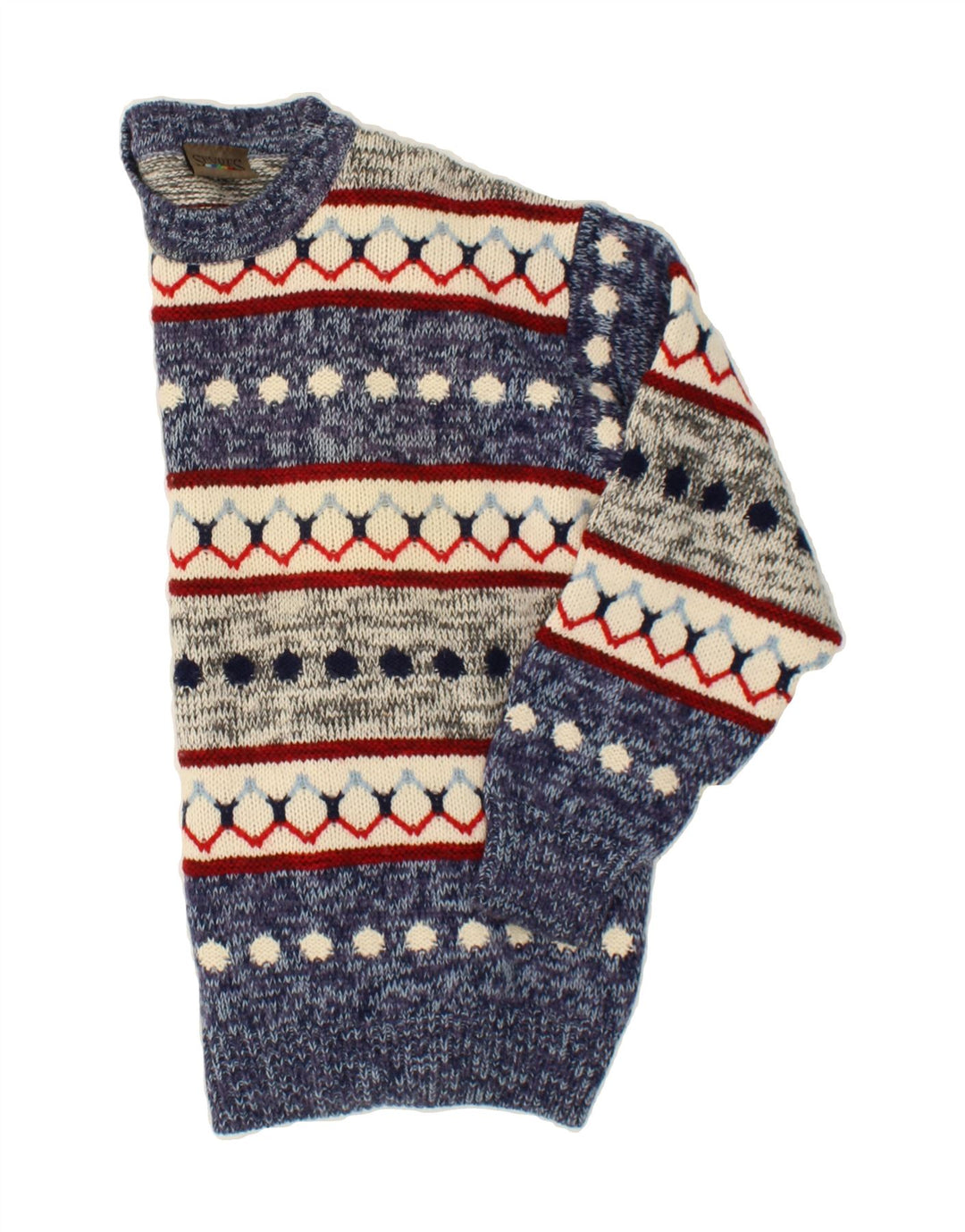 SEVRES Мужской джемпер с круглым вырезом IT 50, средний синий, шерсть Fair Isle