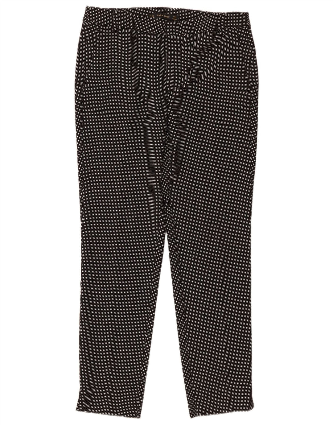 Женские базовые зауженные брюки-чиносы Zara EU 34 2XS W24 L27, черные в клетку