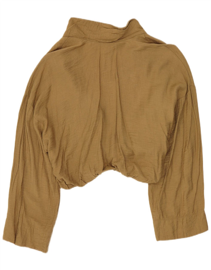 Женская укороченная блузка Zara UK 16, большой цвет хаки, вискоза