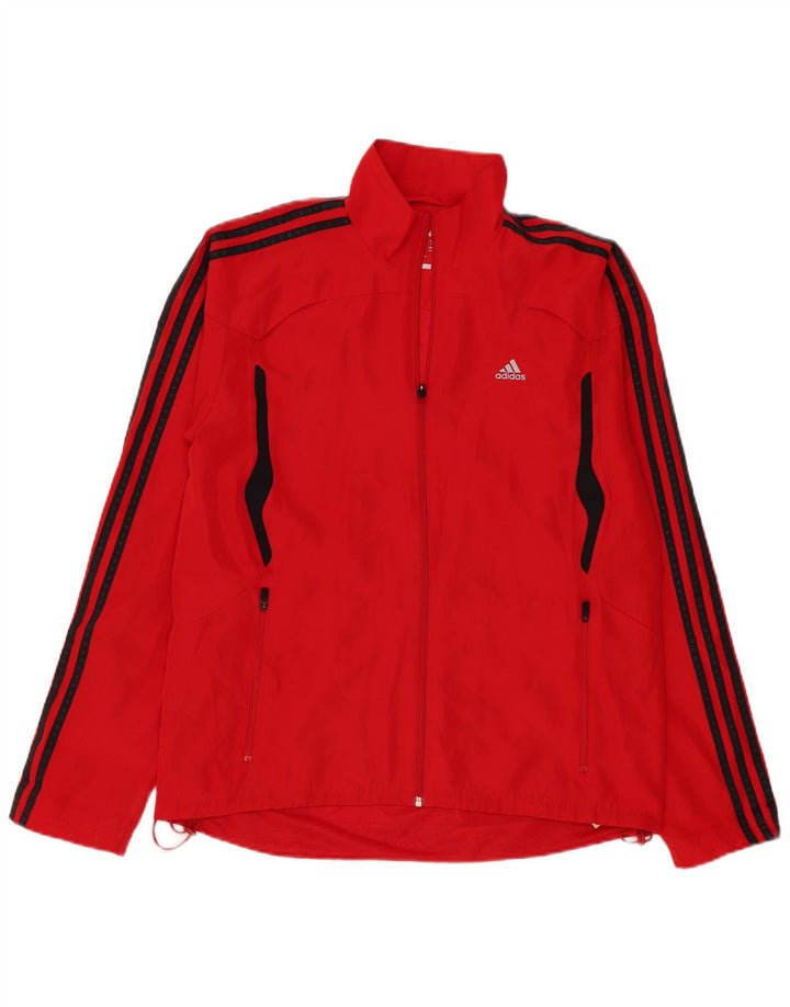 Мужская непромокаемая куртка Adidas Climacool UK 40, большая красная, полиэстер с цветными блоками