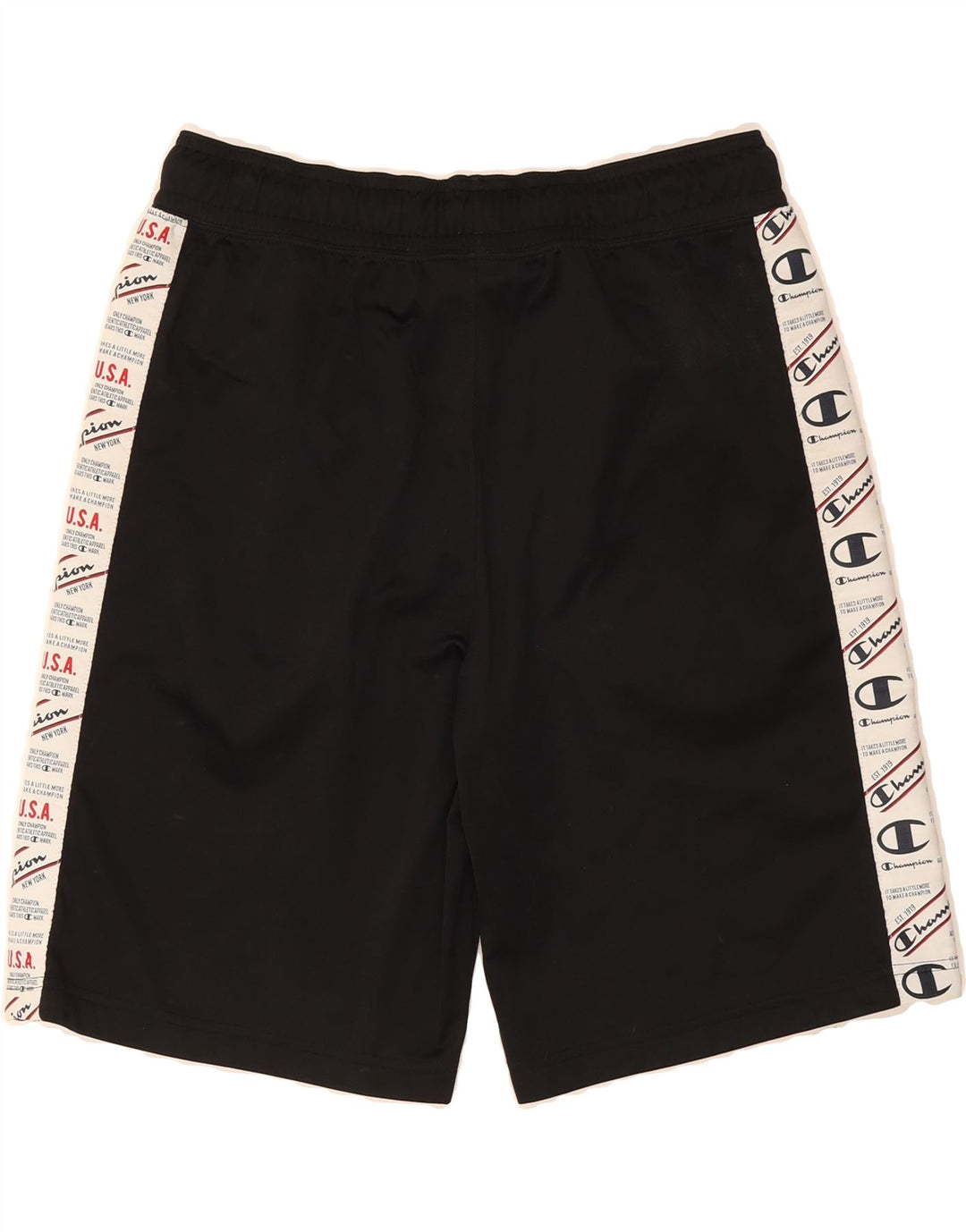 CHAMPION Mens Graphic Sport Shorts Medium  Black Colourblock Polyester Vintage Champion and Second-Hand Champion from Messina Hembry 