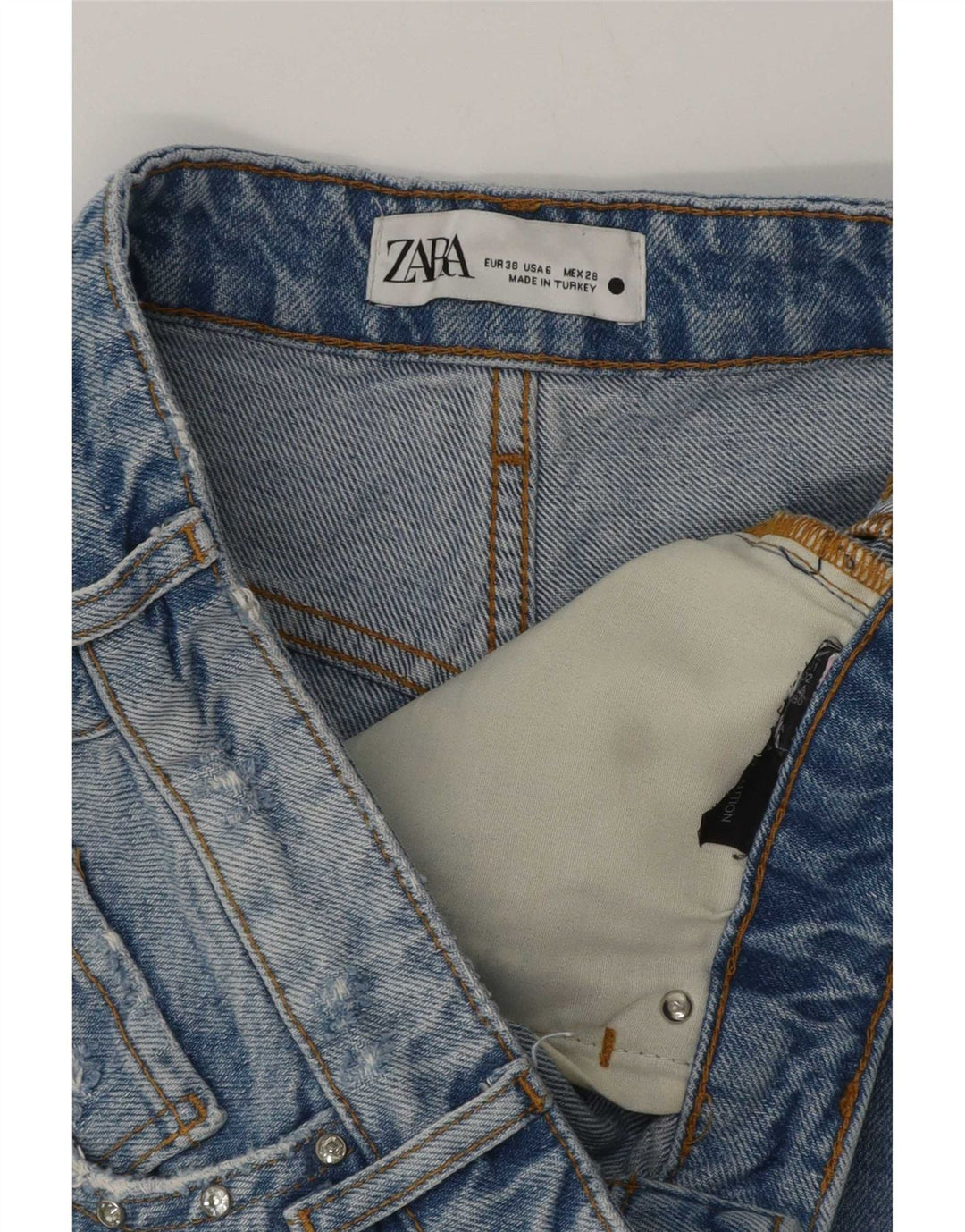 Женские джинсовые шорты Zara EU 38, маленькие W28, синие