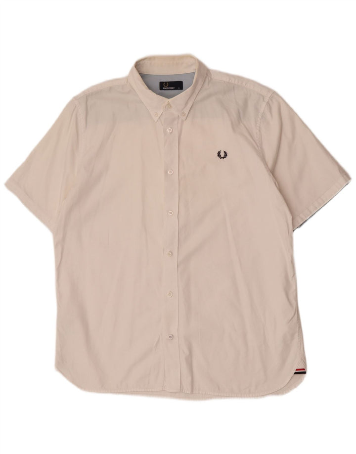 Мужская рубашка с коротким рукавом Fred Perry XL, белый хлопок