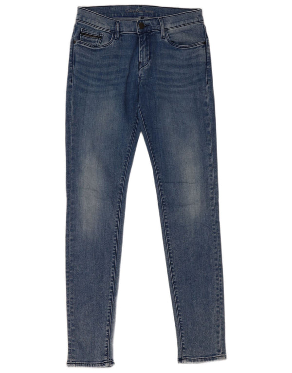 Calvin Klein Womens Mid Rise Skinny Jeans W26 L30 Blue Cotton