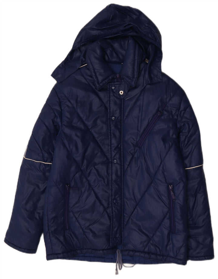 Винтажная мужская утепленная куртка с капюшоном IT 48 Medium Navy Blue Полиамид