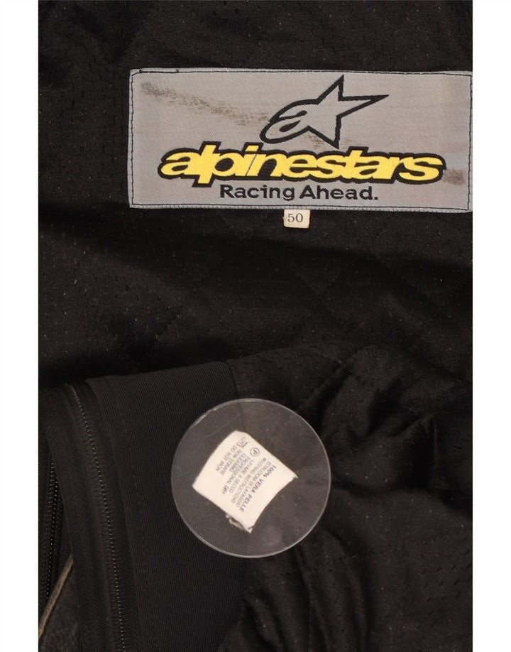 Мужская кожаная куртка-гонщик Alpinestars EU 50, кожаная, черная, среднего размера