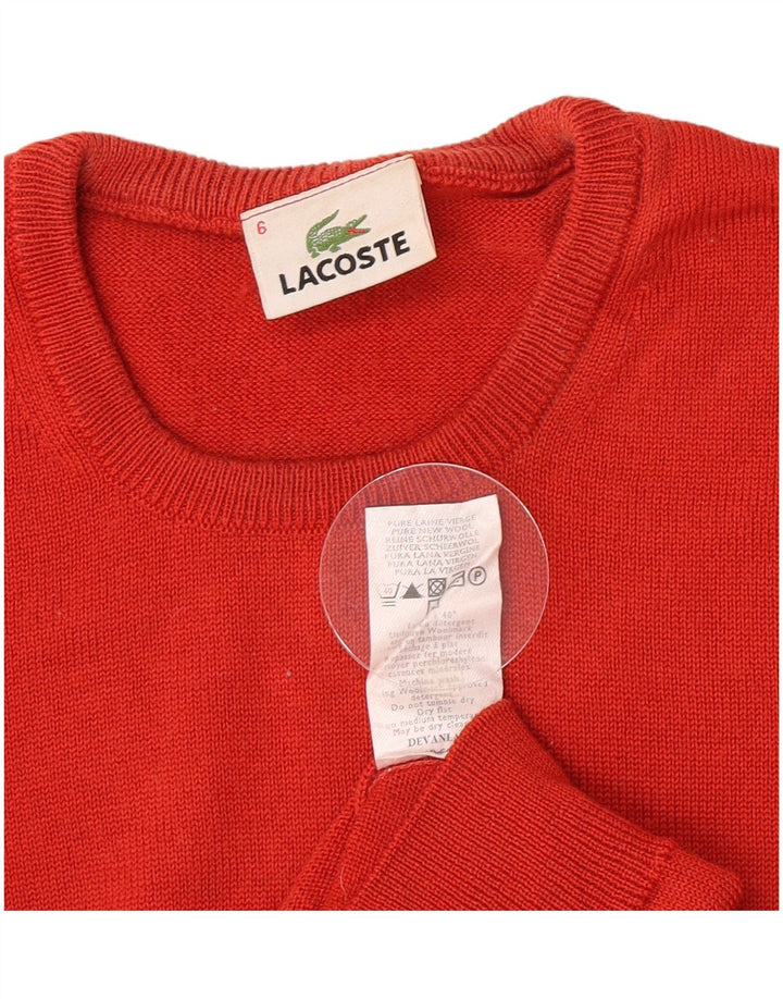 Мужской свитер Lacoste с круглым вырезом, размер 6 XL, красная шерсть из натуральной шерсти