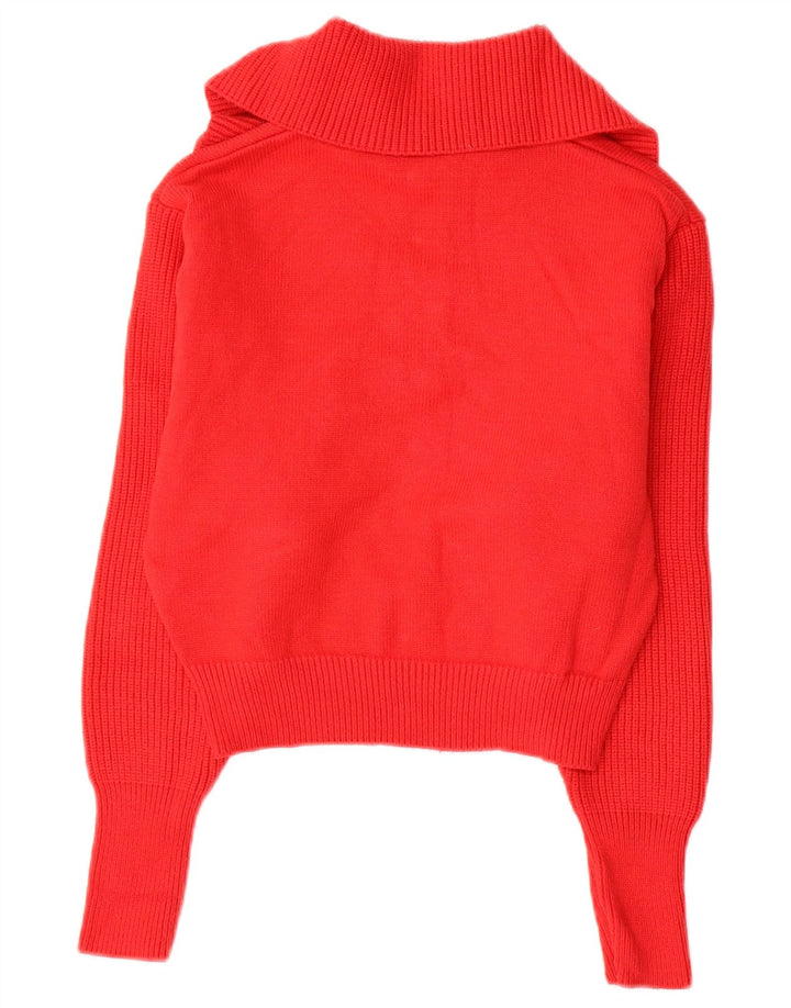 Женский укороченный джемпер с воротником на молнии ZARA UK 14, средний красный вискоза