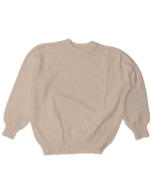 Винтажный женский джемпер с круглым вырезом, Великобритания, 18 XL, белый