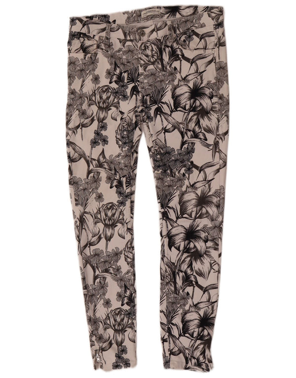 Zara Womens Skinny Casual Trousers EU 40 Medium W30 L27 White Floral