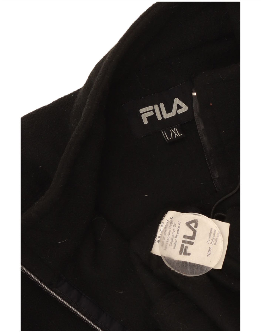 Мужская флисовая куртка FILA UK 40, большая, черная, полиэстер