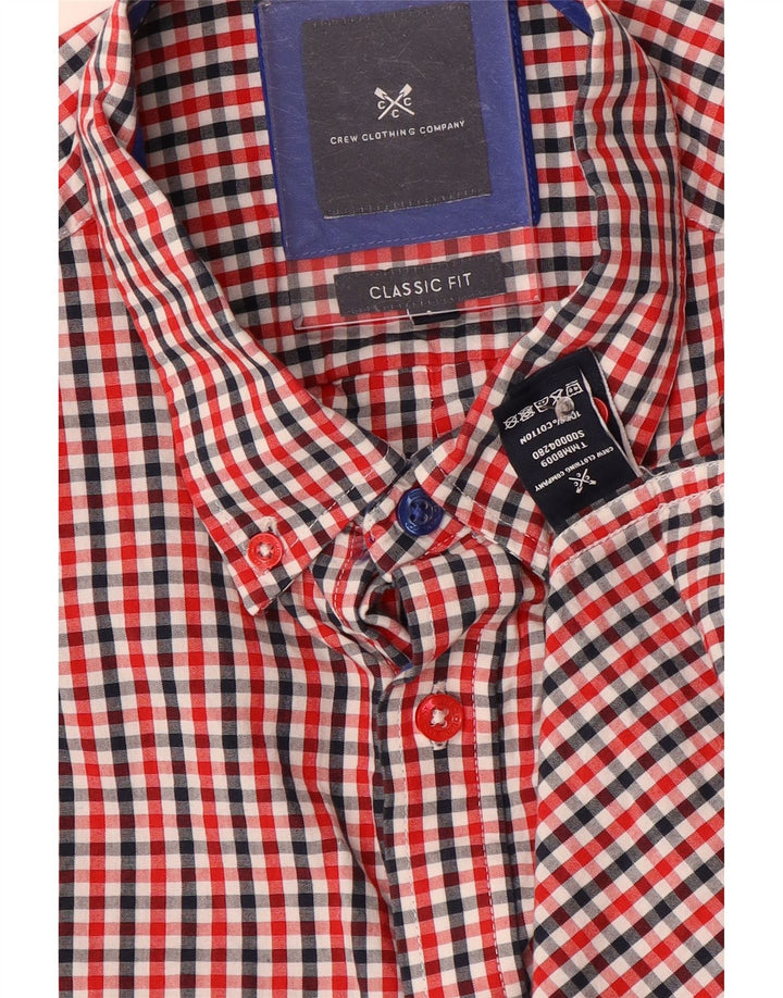 Crew Clothing Мужская классическая рубашка большого размера из хлопка в мелкую клетку красного цвета