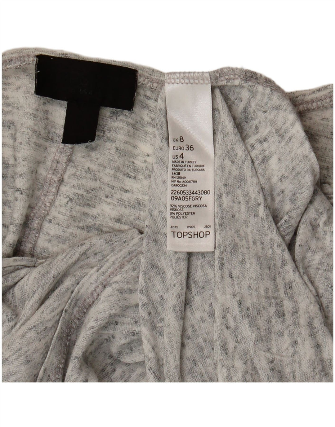 Topshop Женский топ оверсайз с рукавом 3/4, Великобритания, 8, маленький серый, вискоза с крапинками