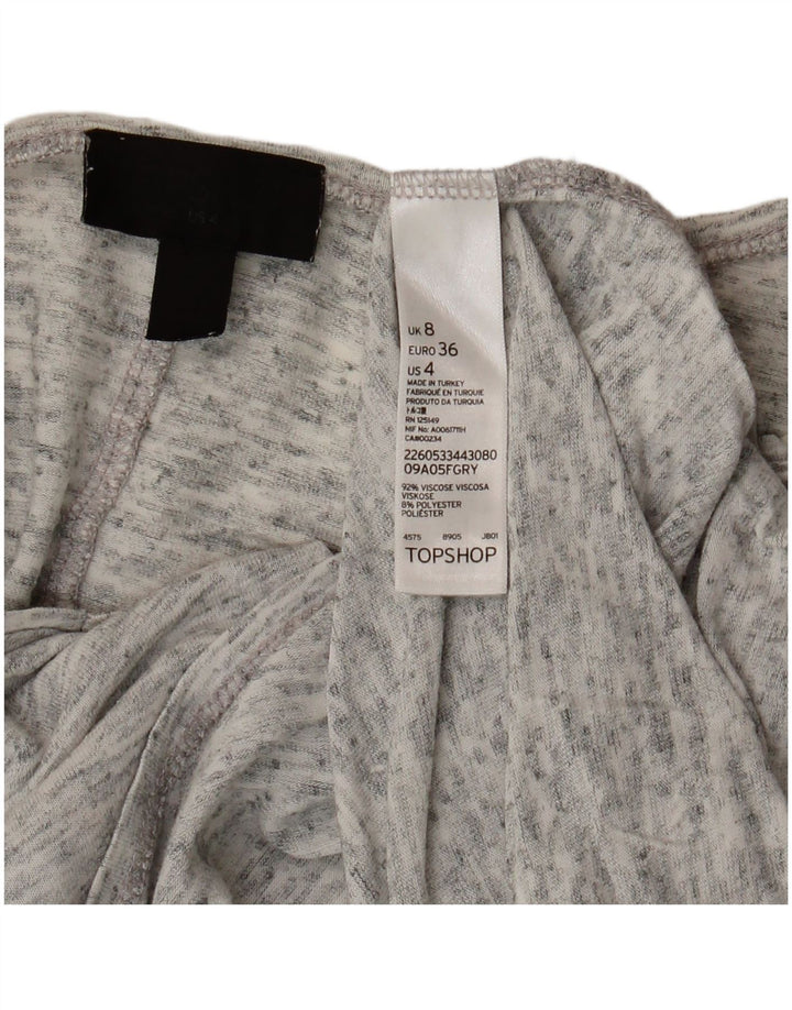 Topshop Женский топ оверсайз с рукавом 3/4, Великобритания, 8, маленький серый, вискоза с крапинками