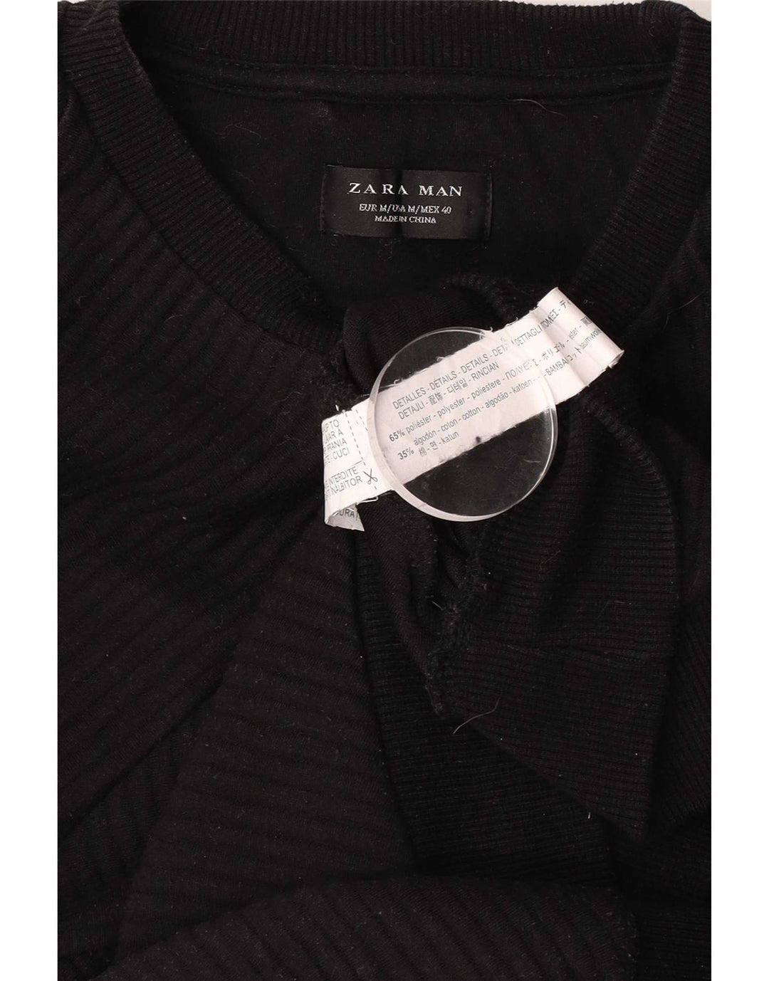 Мужской свитшот Zara, хлопковый джемпер среднего размера, черный