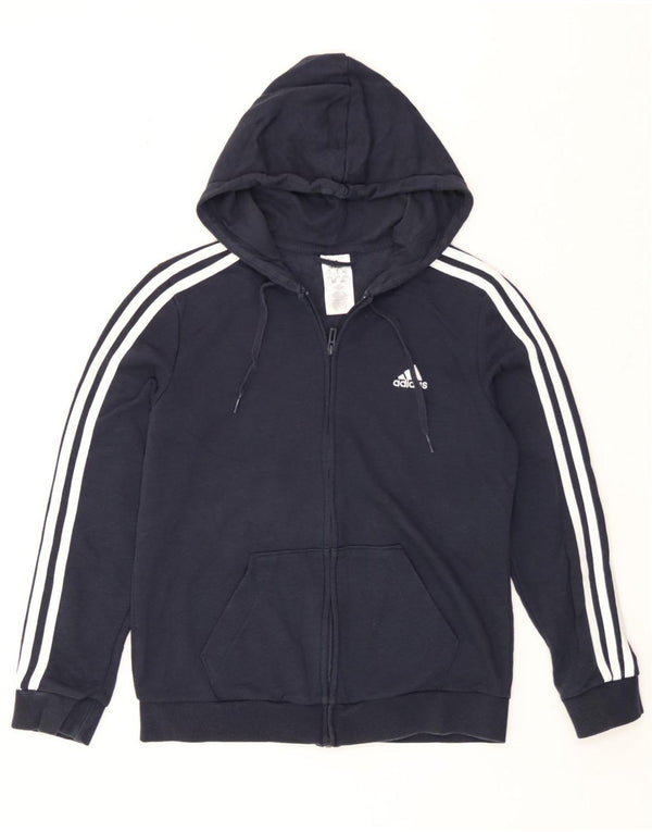Женский свитер с капюшоном на молнии Adidas UK 12/14, средний темно-синий, хлопок