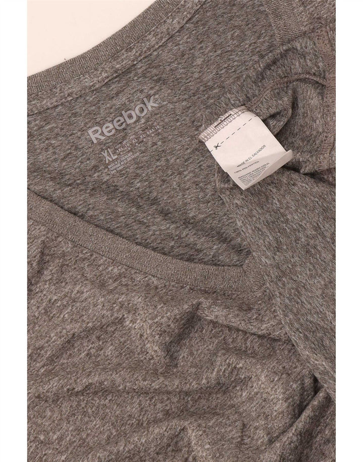 Женская футболка Reebok Top UK 16, большой серый полиэстер