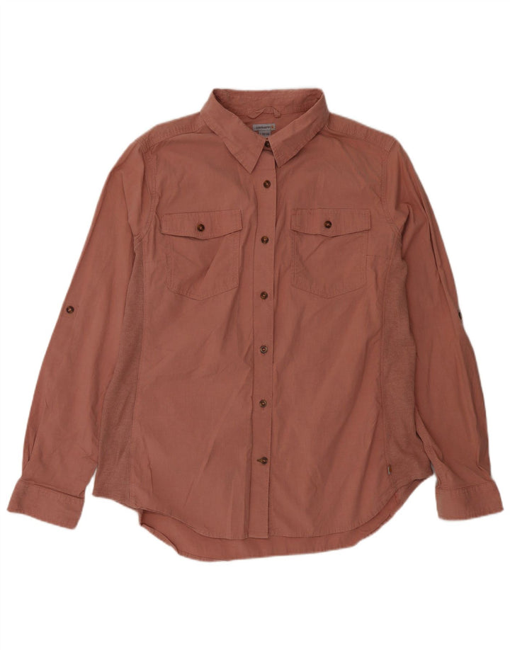 Женская рубашка Carhartt, размер США 12/14, большая розовая хлопковая ткань
