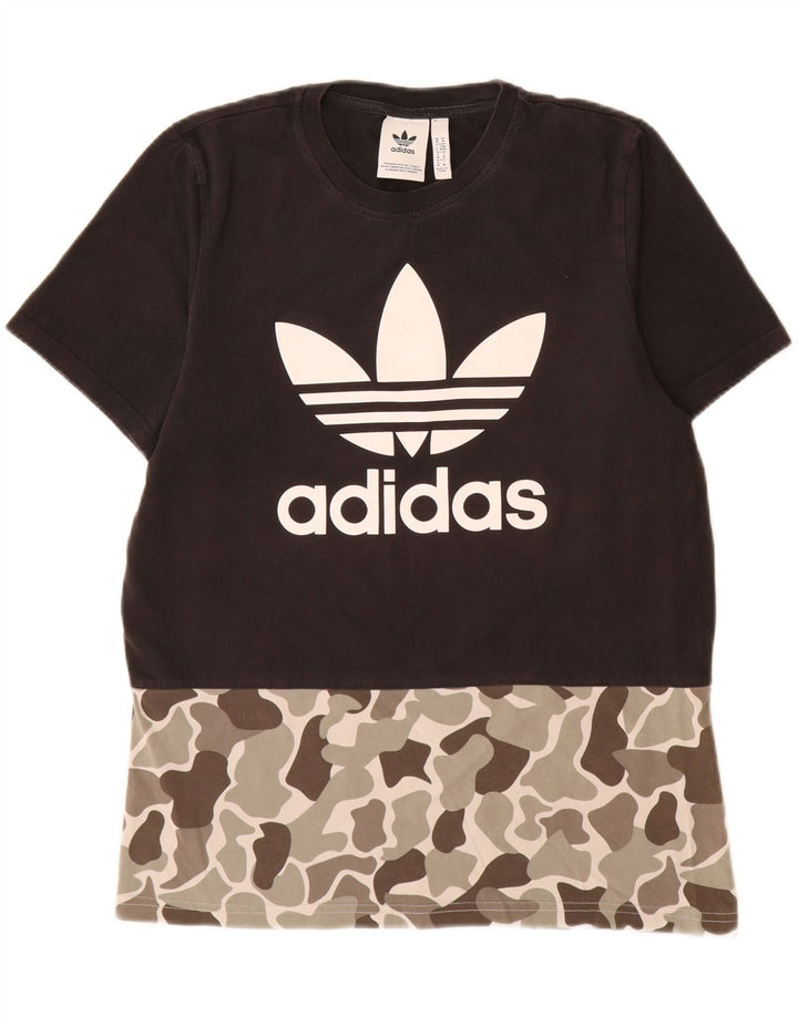 Мужская футболка Adidas с графическим рисунком, средний черный камуфляжный хлопок