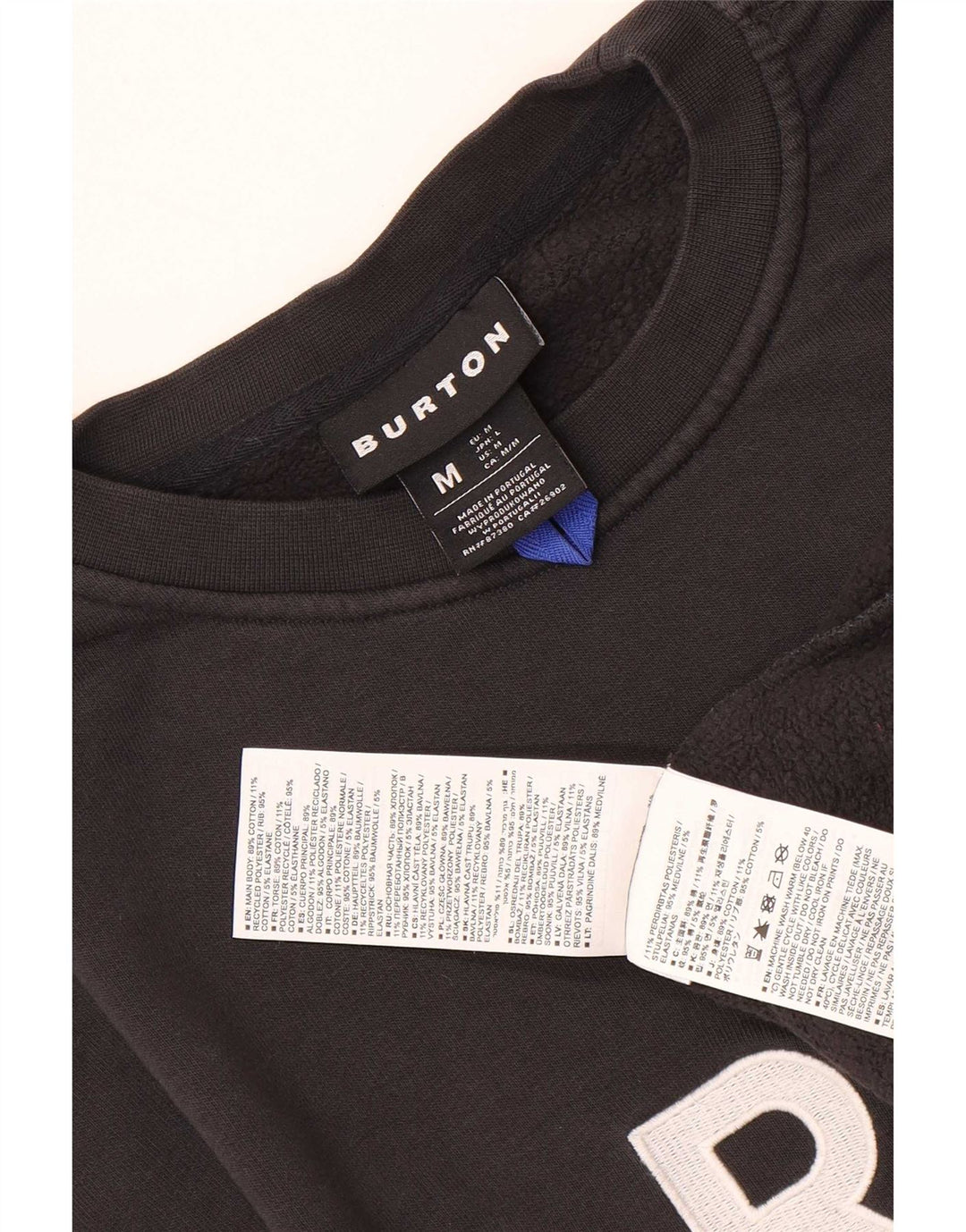 Мужской свитшот с рисунком Burton, хлопковый джемпер среднего размера, черный