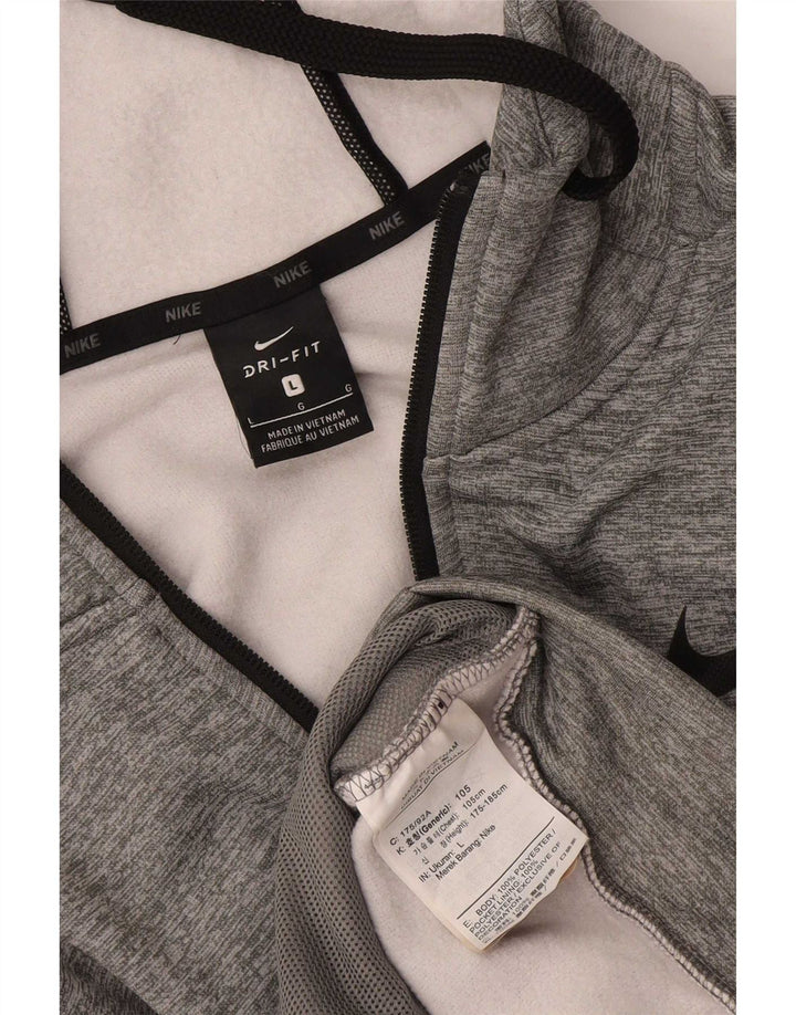 Мужской свитер с капюшоном на молнии Nike Dri Fit, большой серый полиэстер