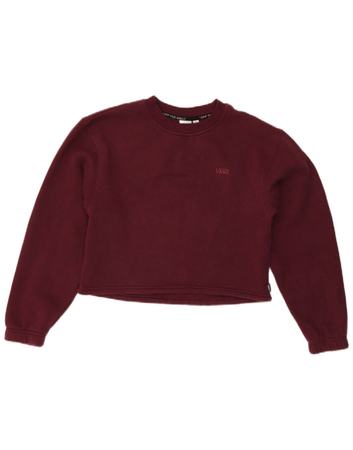 VANS Womens Crop Sweatshirt Jumper UK 10 Small Burgundy