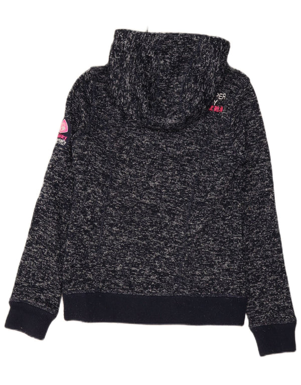 Женский свитер с капюшоном на молнии Superdry UK 6 XS Темно-синий с крапинками из полиэстера