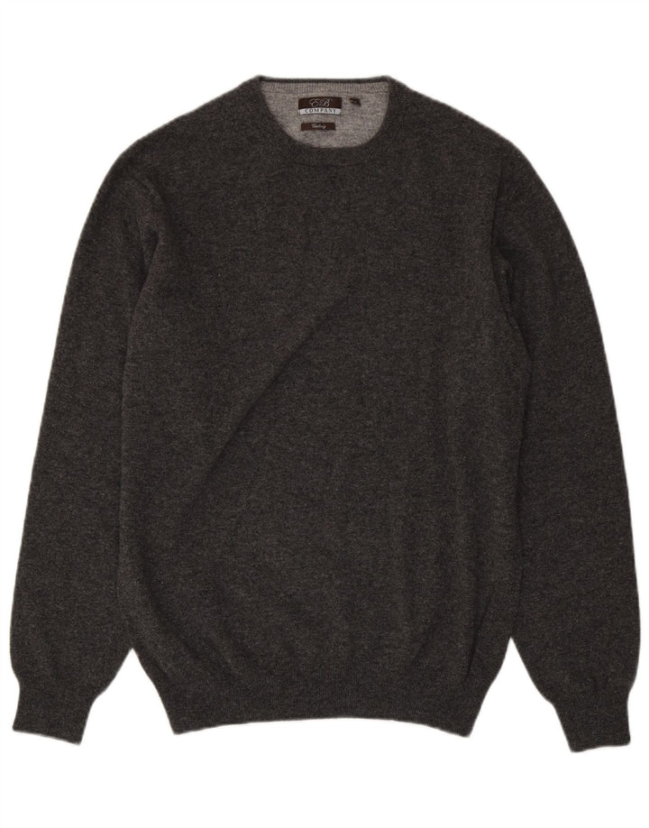 Э.Б. Мужской джемпер с круглым вырезом компании, свитер среднего серого цвета из мериносовой шерсти