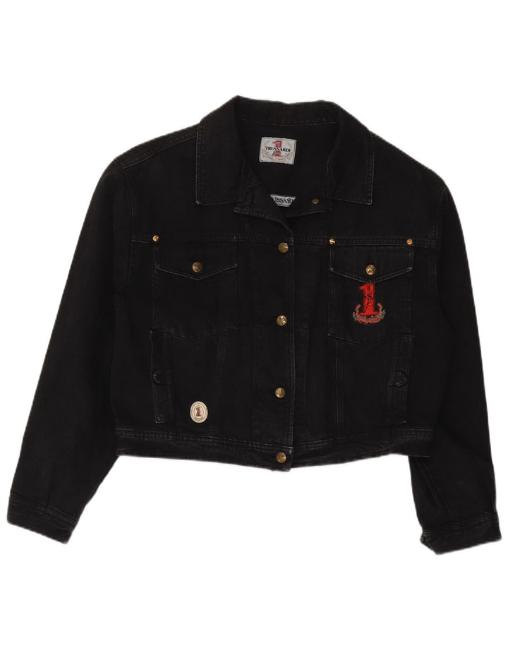 Женская укороченная джинсовая куртка Trussardi UK 12, средний черный