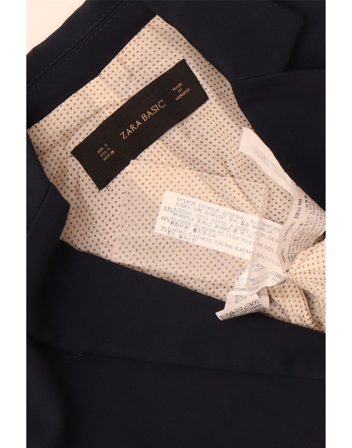Женский пиджак на 1 пуговице Zara UK 10, маленький темно-синий, хлопковый