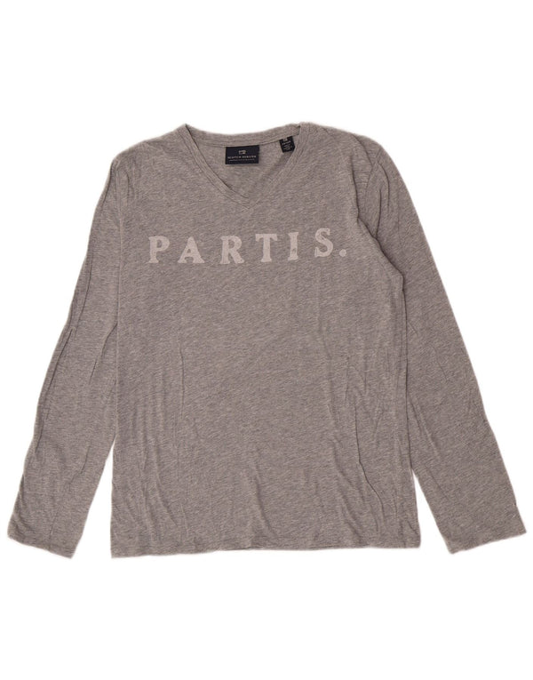Топ Scotch & Soda с рисунком для мальчиков, длинный рукав, 13–14 лет, серый хлопок с крапинками