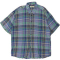 MARIO'S Mens Short Sleeve Flannel Shirt Size 43/44 XL Blue Check Vintage Mario's and Second-Hand Mario's from Messina Hembry 