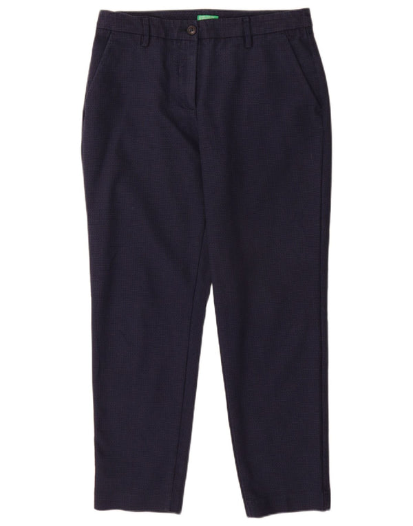 Женские брюки-чиносы Benetton узкие UK 10 Small W28 L27 Темно-синие с геометрическим узором