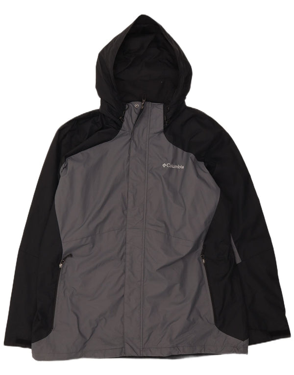 Мужская ветровка Columbia с капюшоном, Великобритания 42 XL, серый нейлон с цветными блоками