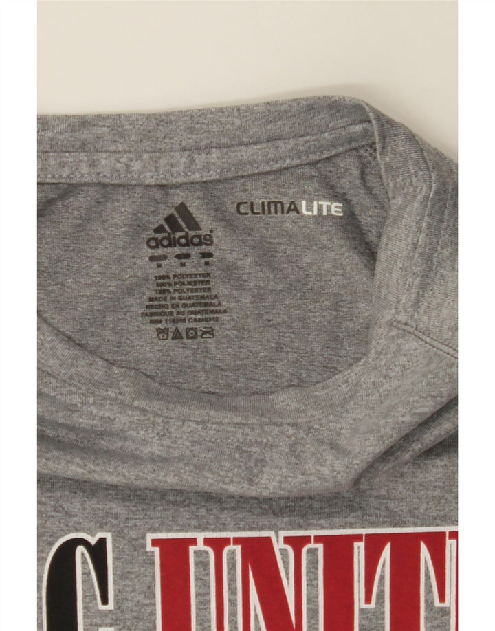 ADIDAS Mens Climalite Graphic T-Shirt Top Medium Grey Polyester Vintage Adidas and Second-Hand Adidas from Messina Hembry 