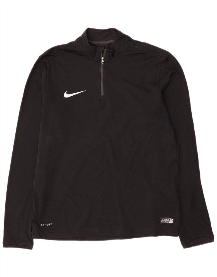 Мужской пуловер с воротником на молнии Nike Dri Fit, спортивный костюм, средний черный полиэстер