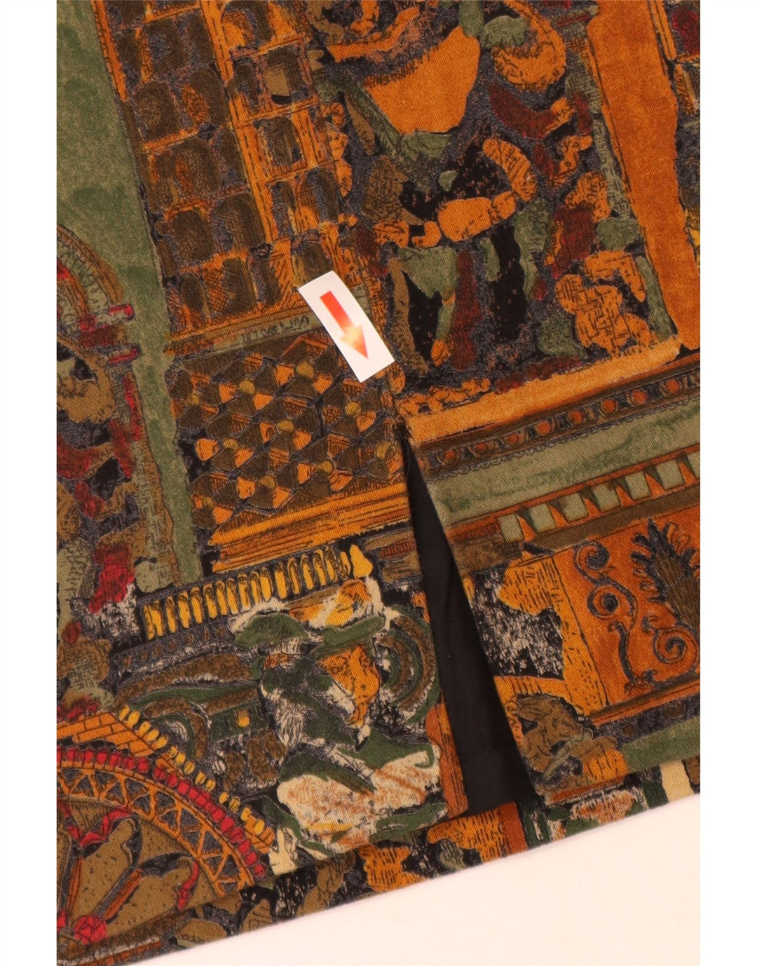 ВИНТАЖНАЯ женская юбка-карандаш W28, хлопок среднего коричневого цвета с геометрическим рисунком