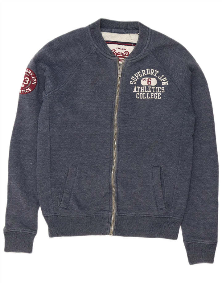 Мужской спортивный костюм Superdry с графическим рисунком, верхняя куртка, средний темно-синий, хлопок с крапинками