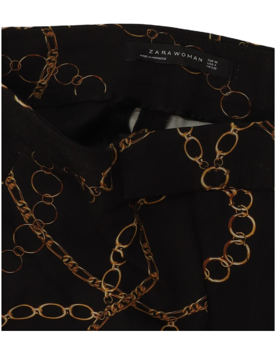 Женские повседневные брюки ZARA с абстрактным узором EU 36 XS W26 L27, черные