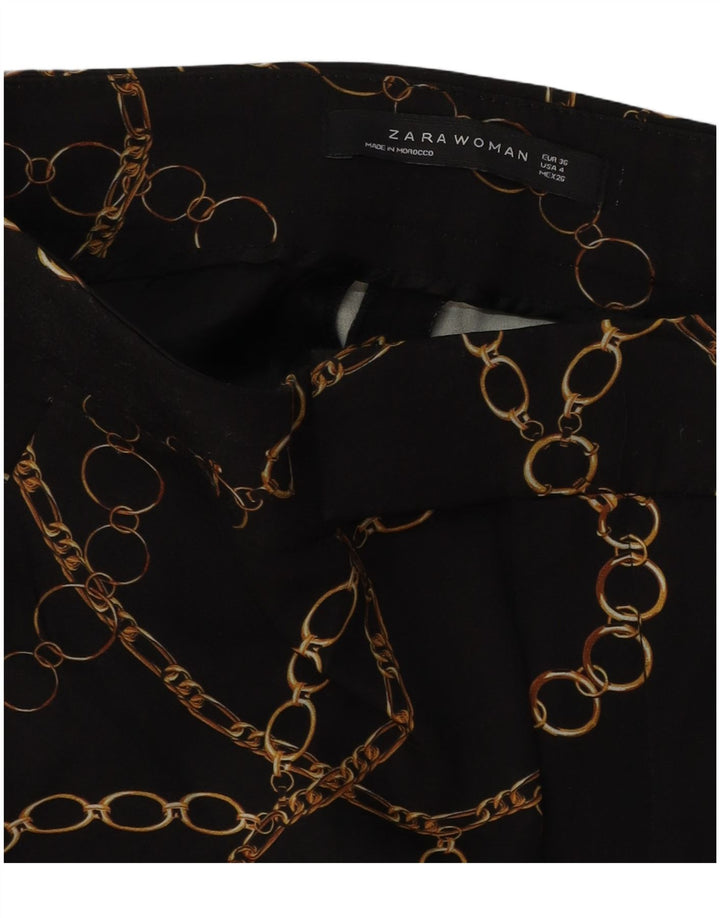 Женские повседневные брюки ZARA с абстрактным узором EU 36 XS W26 L27, черные