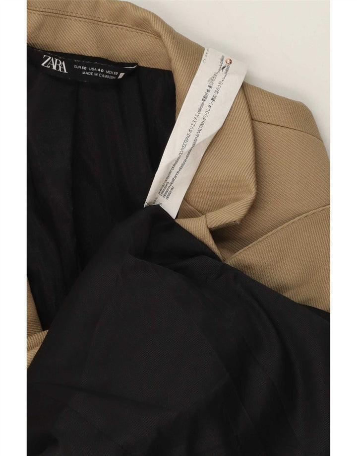 Мужской пиджак на 1 пуговице Zara EU 50, средний бежевый из полиэстера