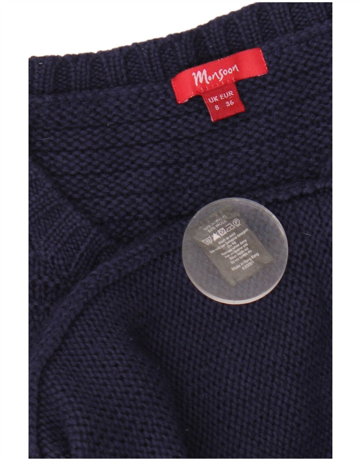 Женский удлиненный кардиган MONSONON UK 8, маленький темно-синий акрил