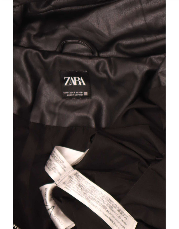 Женская утепленная куртка оверсайз с капюшоном Zara UK 10, маленький черный полиуретан