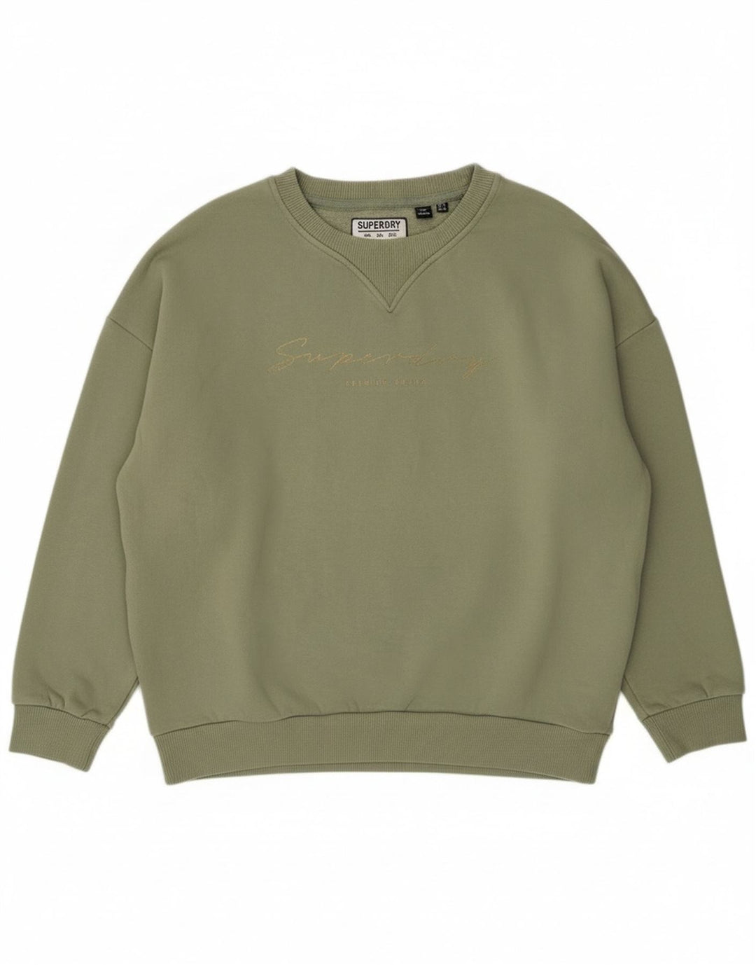 Женский свободный свитшот Superdry с рисунком, Великобритания, 8, маленький, зеленый, хлопок