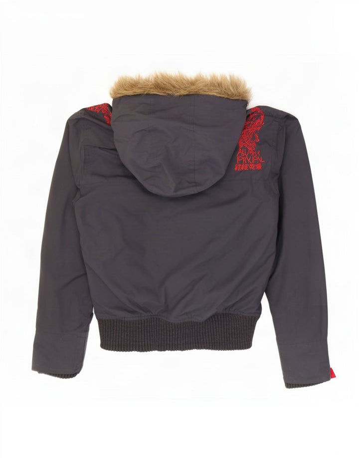 Женский бомбер большого размера с капюшоном Superdry The Windbomber UK 6 XS Серый