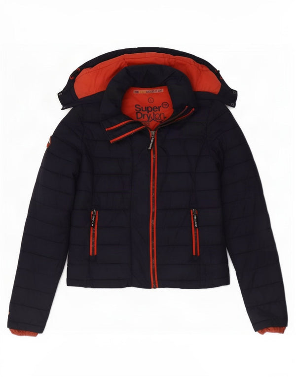 Женская утепленная куртка Superdry с капюшоном UK 16, большой темно-синий нейлон