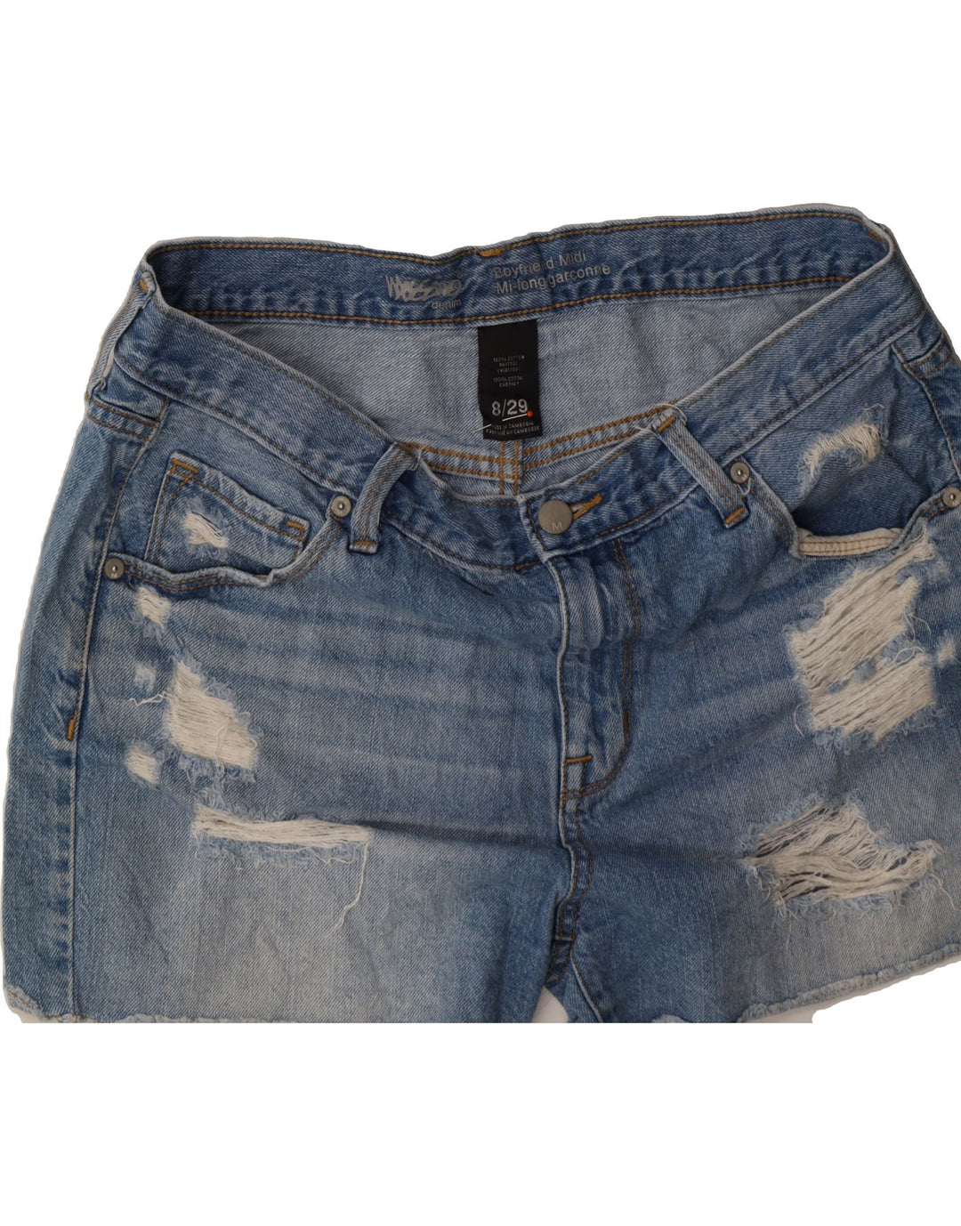 MOSSIMO Womens Boyfriend Distressed Denim Shorts US 8 Medium W32  Blue Vintage Mossimo and Second-Hand Mossimo from Messina Hembry 
