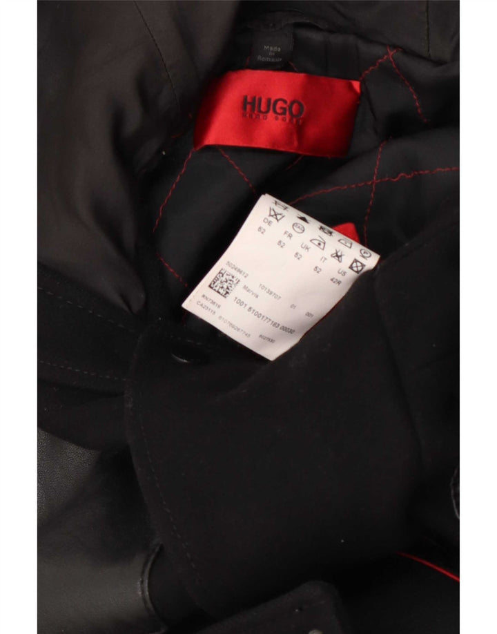 Мужское пальто с капюшоном Hugo Boss EU 52 XL, черная шерсть