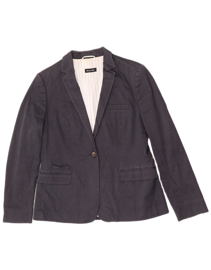 Massimo Dutti Женский пиджак на 1 пуговице EU 44 XL Темно-синий в тонкую полоску