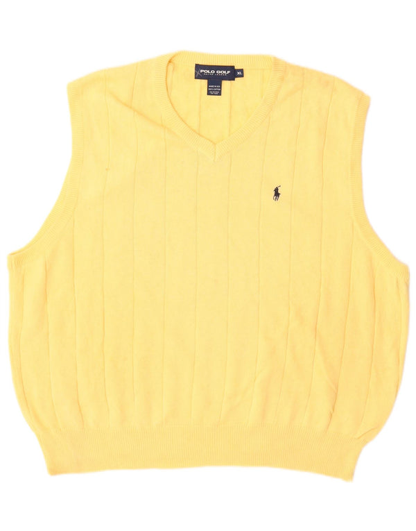 POLO RALPH LAUREN Mens Vest Tank Top XL Yellow Cotton